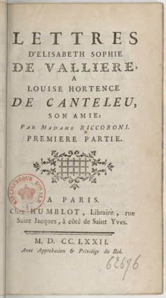 Pg titre lettres à Sophie de Vallières