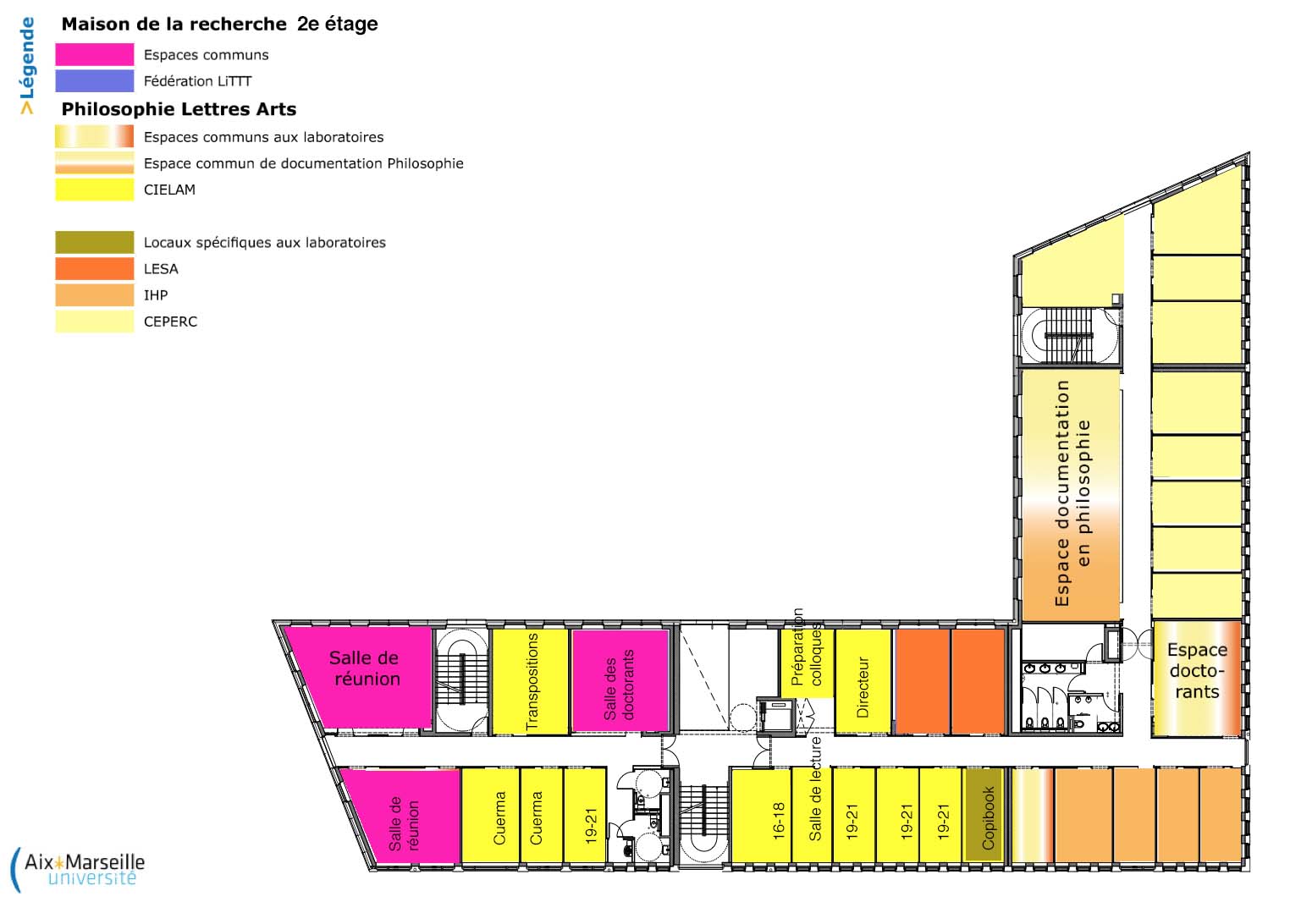 Plan du 2e étage de la Maison de la Recherche